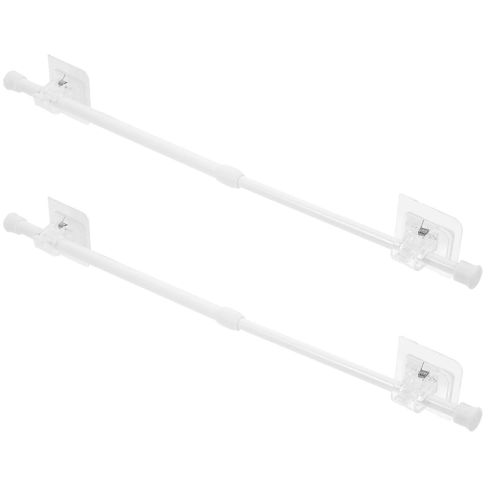 2 Sets Adjustable Tension Curtain Rods with Clamp Hooks, Telescopic CorrosionResistant Design for Bathroom, Closet, Window and Clothes Drying