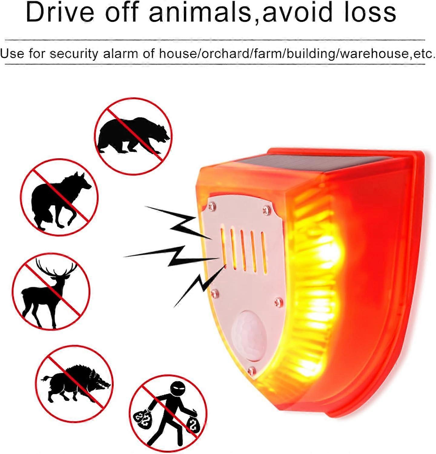 2 Pack Solar Security Alarm Lights, 129dB Outdoor Motion Sensor with LED Strobe and Weatherproof Design for Farm Yard Villa