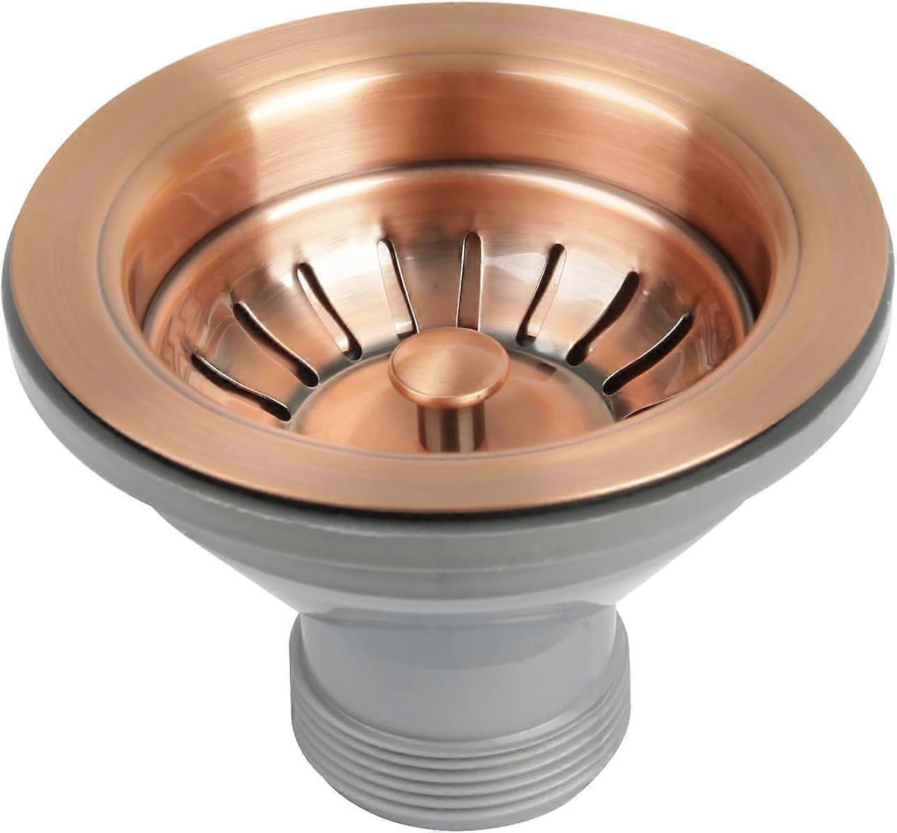 Copper Kitchen Sink Stopper Replacement for 3-1/2 Inch Standard Strainer Drain, Solid Brass with Post Styled Basket -