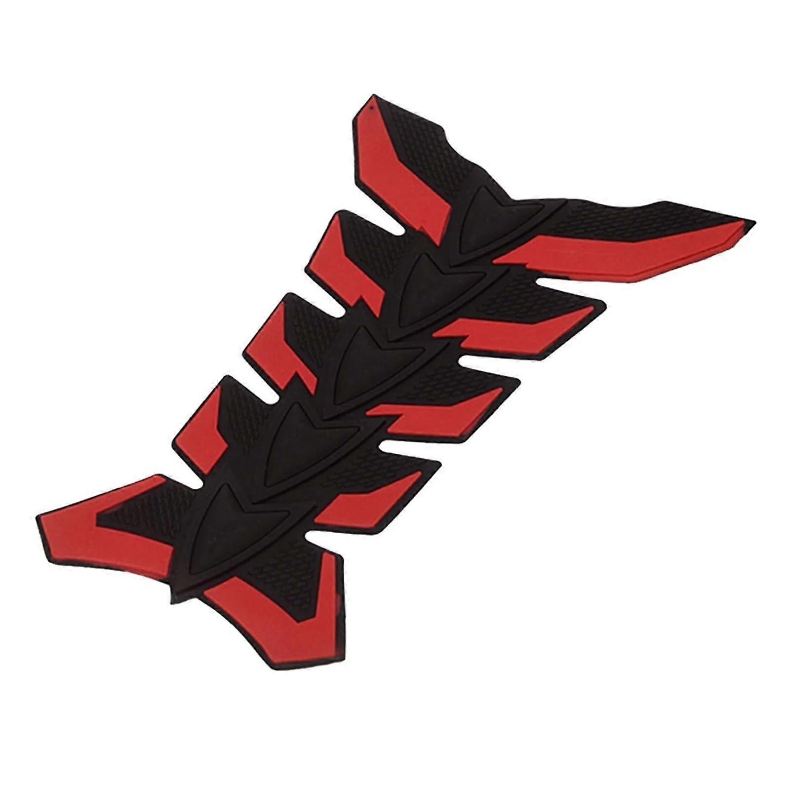 Motorcycle Tank Pad Protector Sticker ScratchProof AntiSlip Rubber Decal Fish Bone Style Red