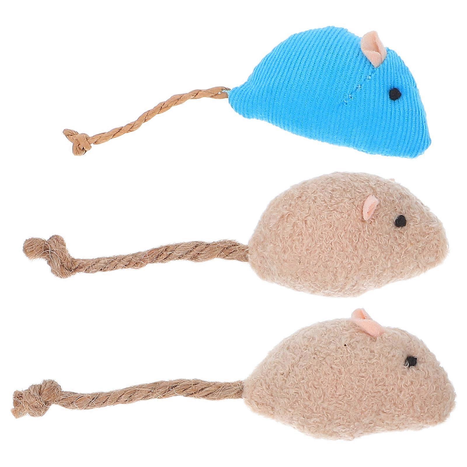 Pet Toys Plush Mice for Cat 3Pcs Cute Interactive Mouse Set