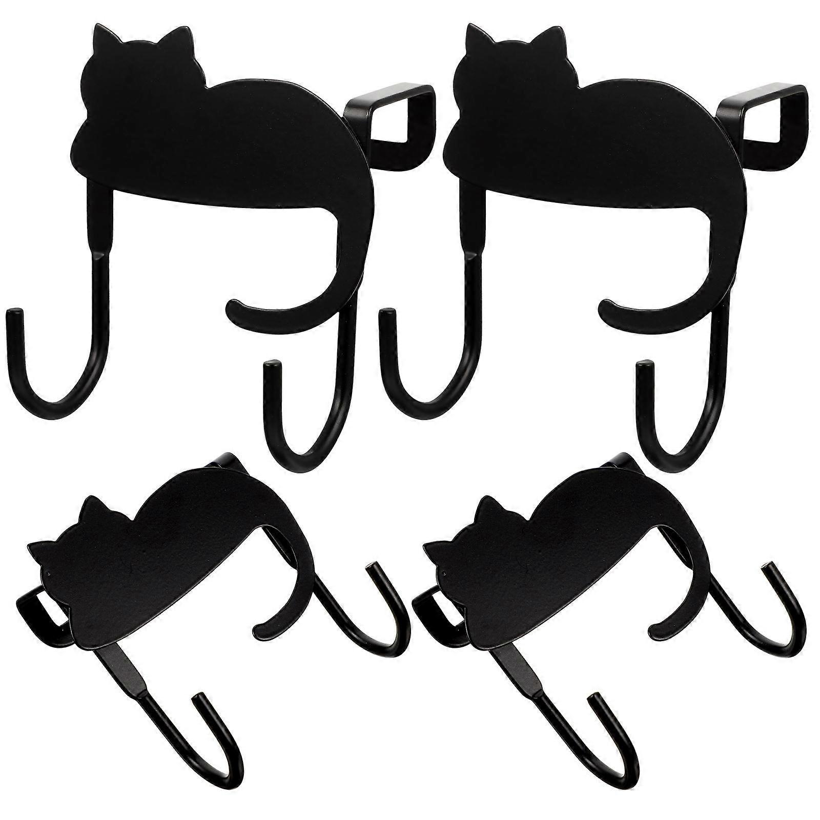 Iron Cat Shaped Clothes Hook for Wall Mounting 4Pcs Creative Coat Rack