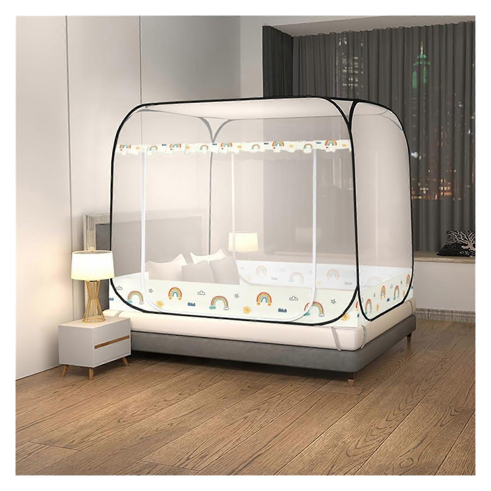 Mosquito Net Bed Canopy with Breathable Mesh, Foldable 360° Coverage for Double and Single Beds