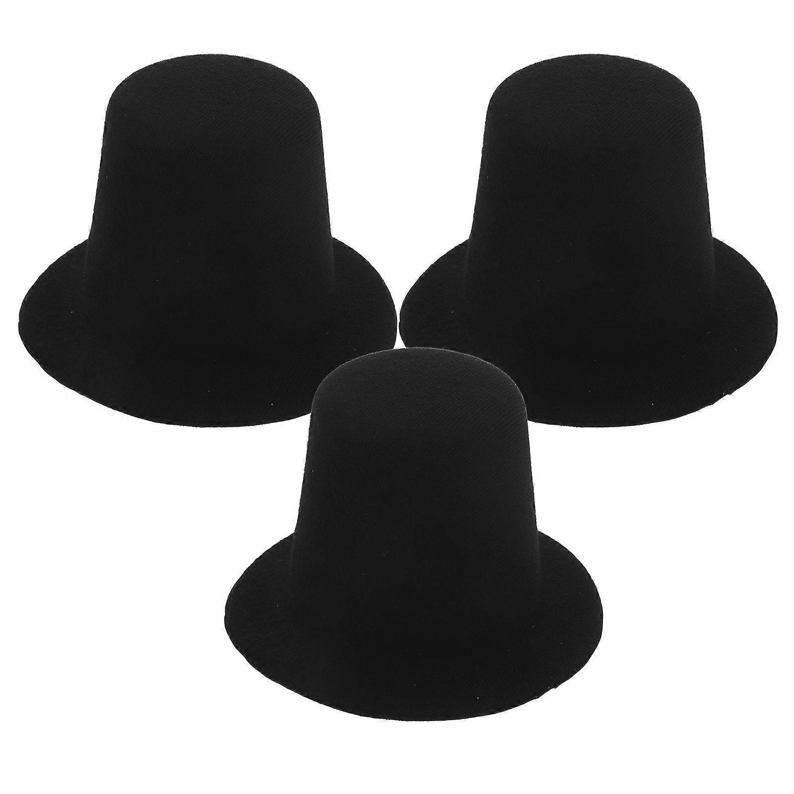 3Pcs Doll Top Hat for Decoration Black Small Mini Craft Accessories