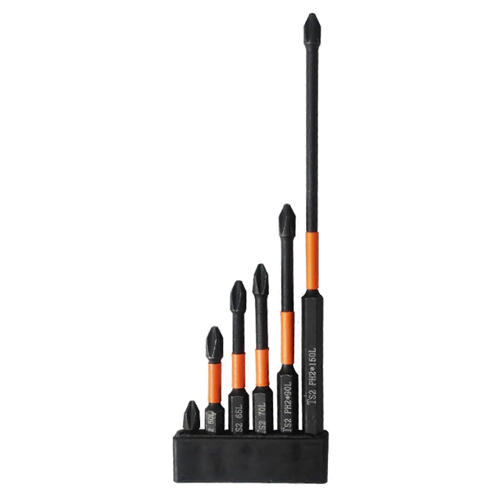 Screwdriver Bit Set 6pcs 1/4 Inch Magnetic AntiSlip for Power Drill Multiple Sizes