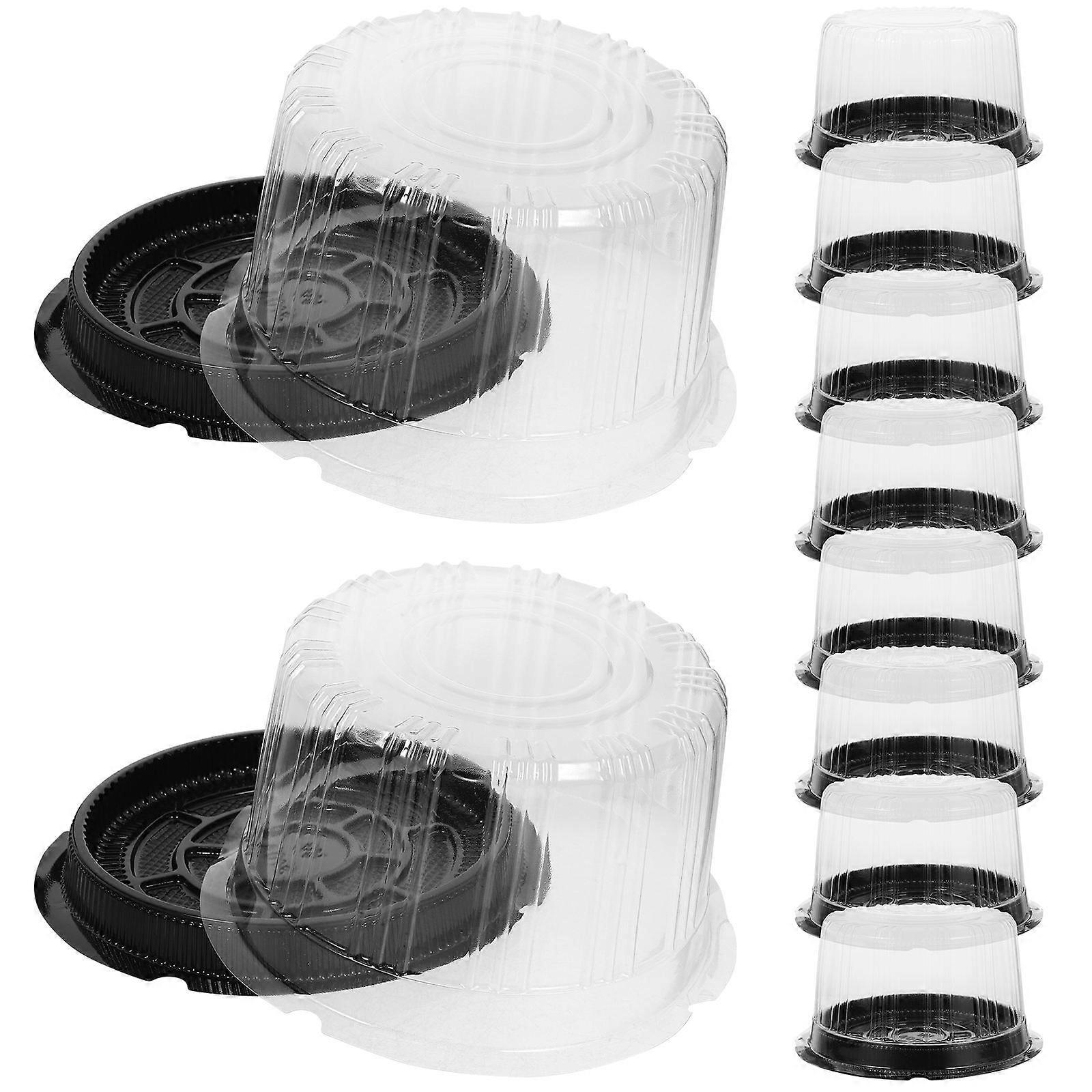 Black Plastic Round Cake Box for Birthday Cake Packing 10Pcs