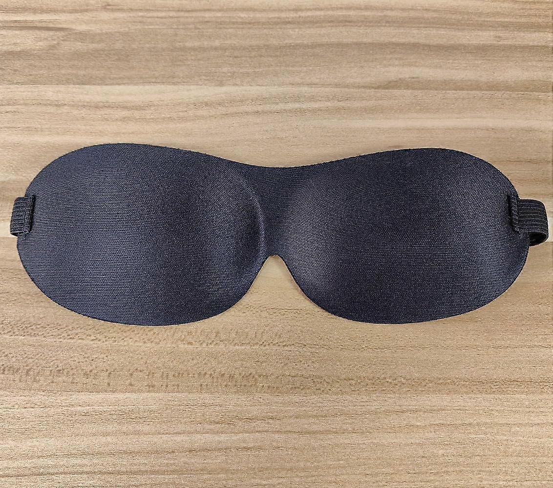 Black 3D Contoured Sleep Mask with Bear Ears, Light Blocking Adjustable Travel Eye Mask