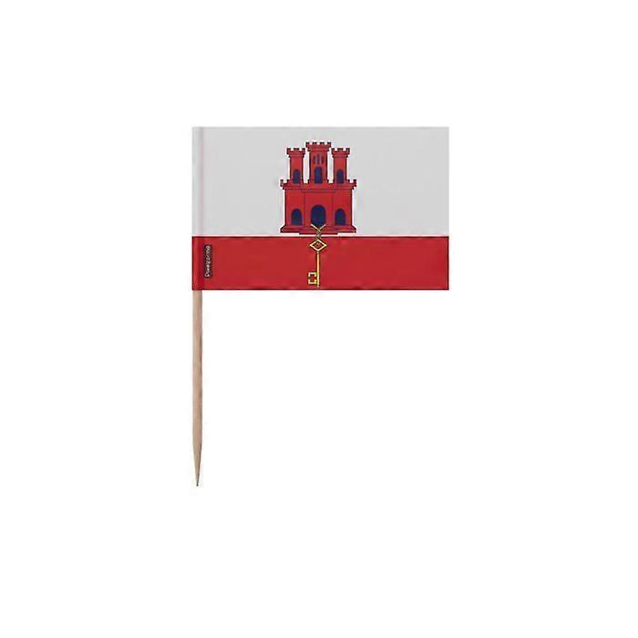 Gibraltar Flag Toothpicks - 10 cm - 100 pieces - Adhesive plastic - Bamboo stick - Pixelforma