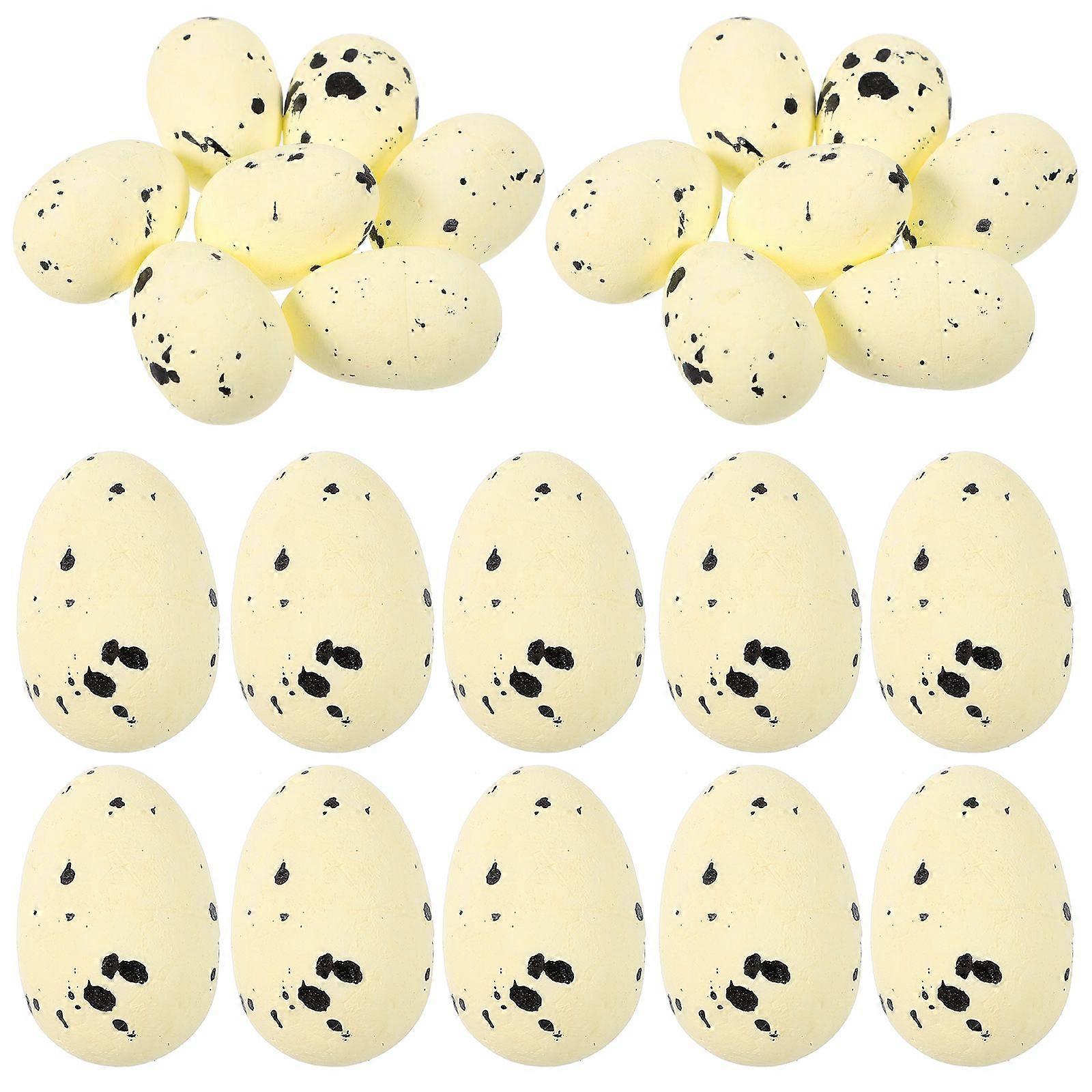 60pcs Simulated Bird Egg Decorations Easter Eggs Ornament Reusable Foam Eggs Easter Party Layout