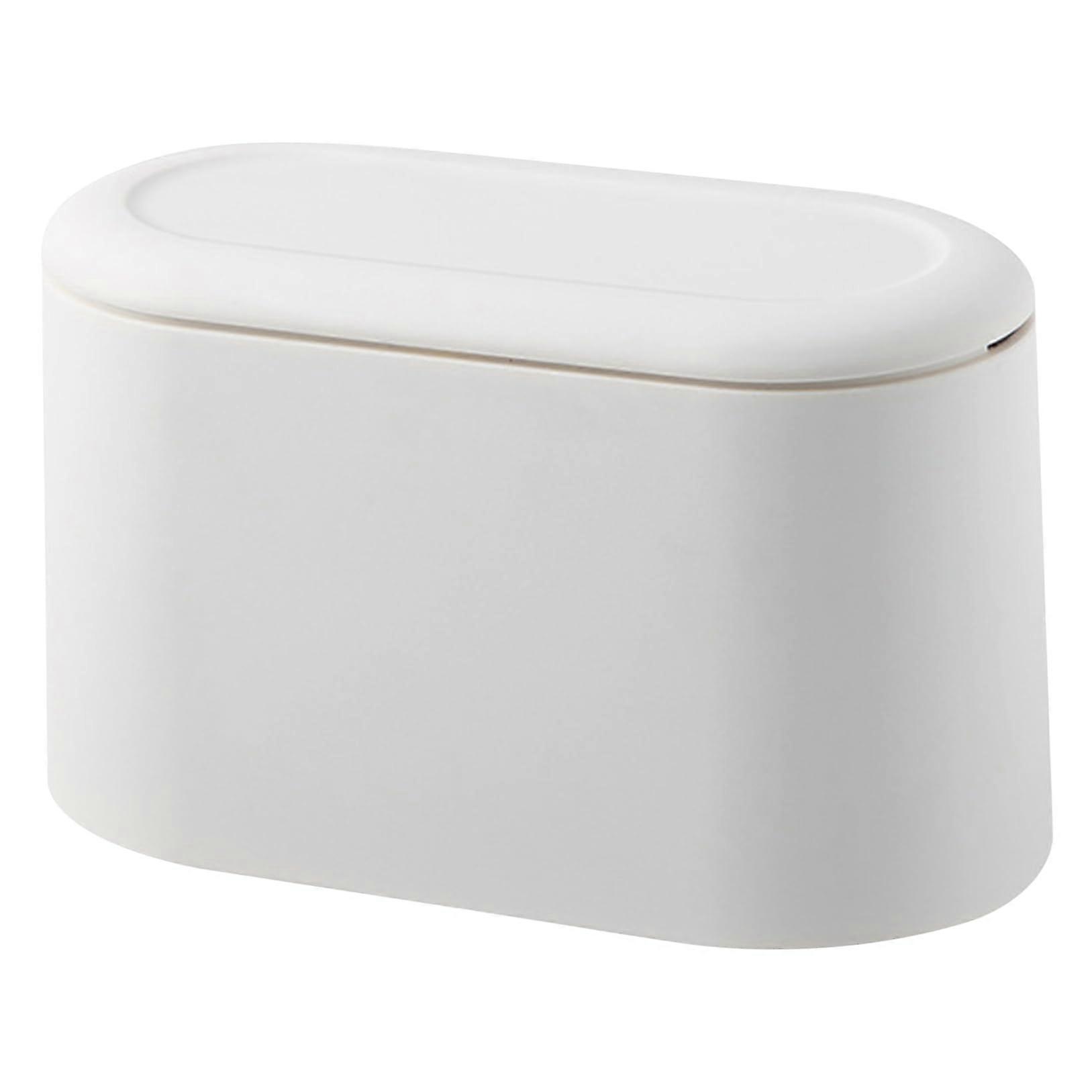 Mini Trash Can 2L with Lid, Leakproof Plastic Desktop Trash Bin for Office, Kitchen, Bedroom