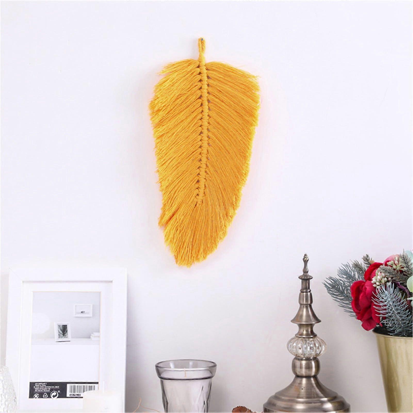 Woven Feather Tapestry Soft Fine Workmanship Cotton Macrame Wall Hanging Feather