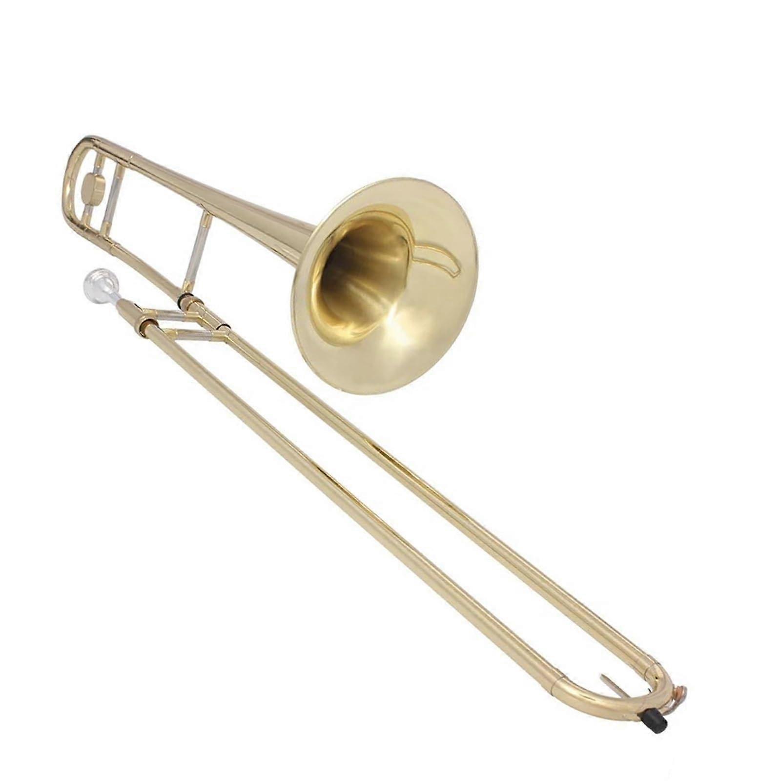 Beginner Brass Trombone Bb Alto Gold with Case Glove Cloth Precise Tone Control Durable Build