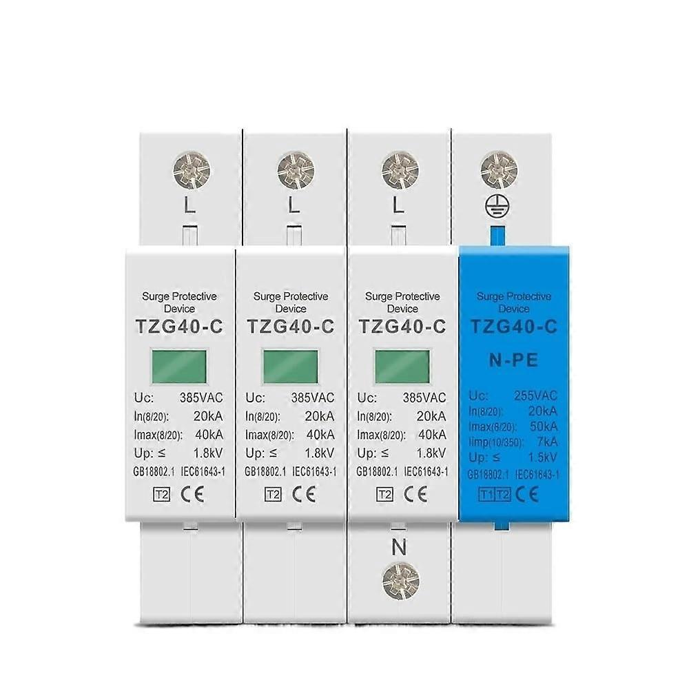 Three Phase Surge Protector 385V 275V Low Voltage Lightning Arrester AC 3P+NPE  Protection