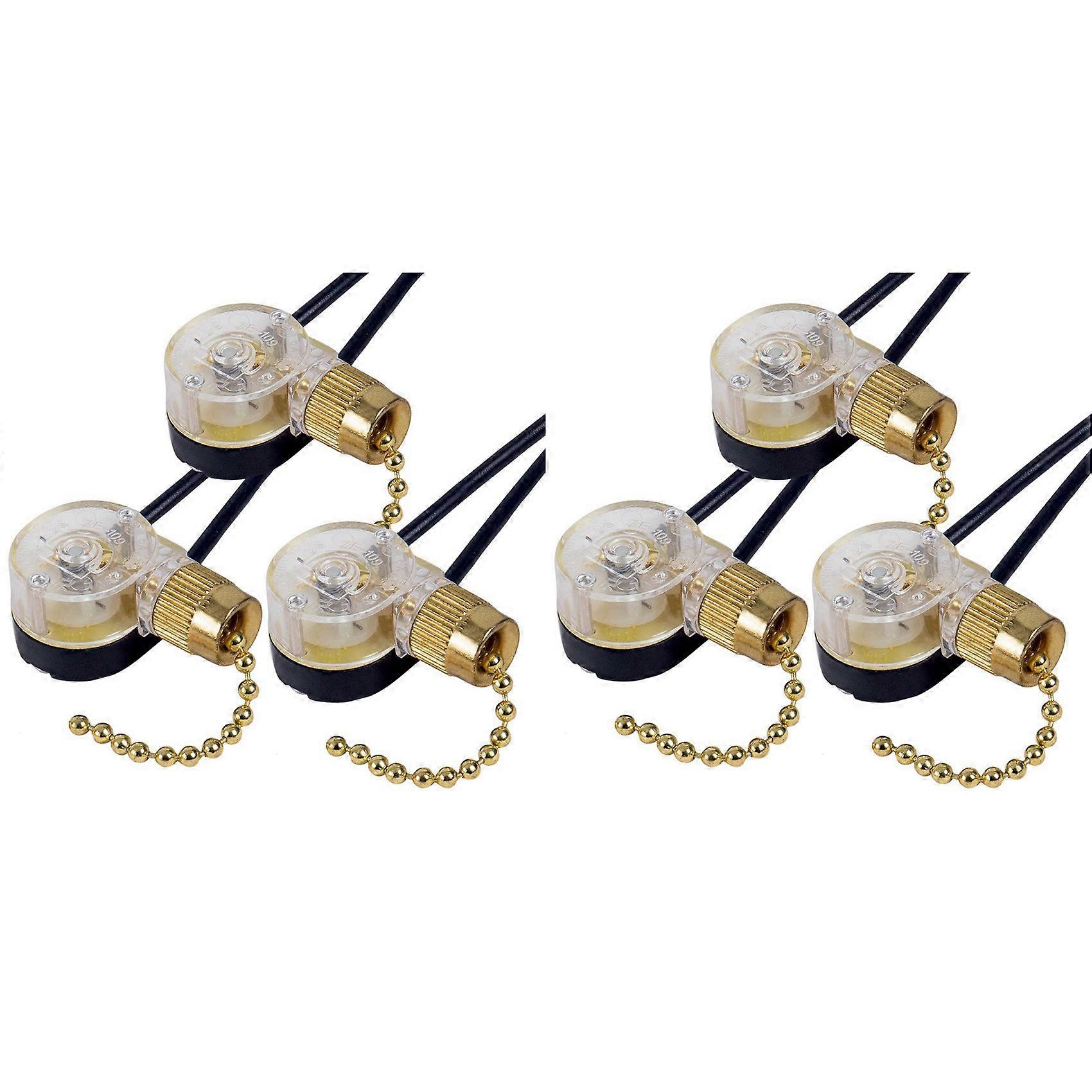 6Pack Ceiling Fan Light Switch ZE-109 Fan Switch Ceiling Pull Chain Switch Replacement (Brass)