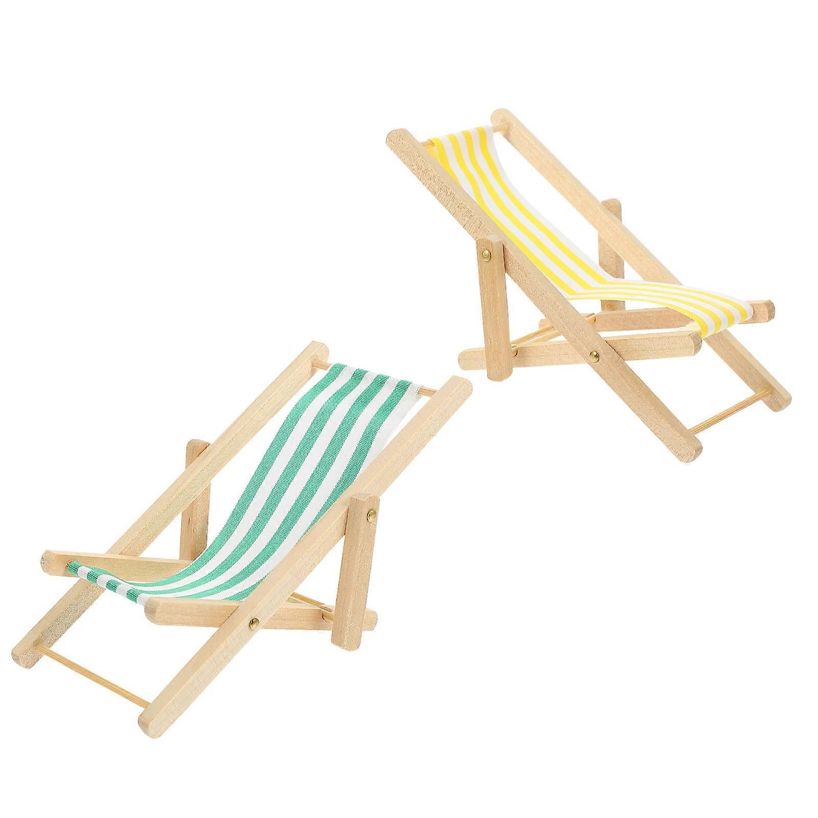 Mini Deck Chair Simulation Doll Chair for Decor 6Pcs Folding Mini Ornament Set