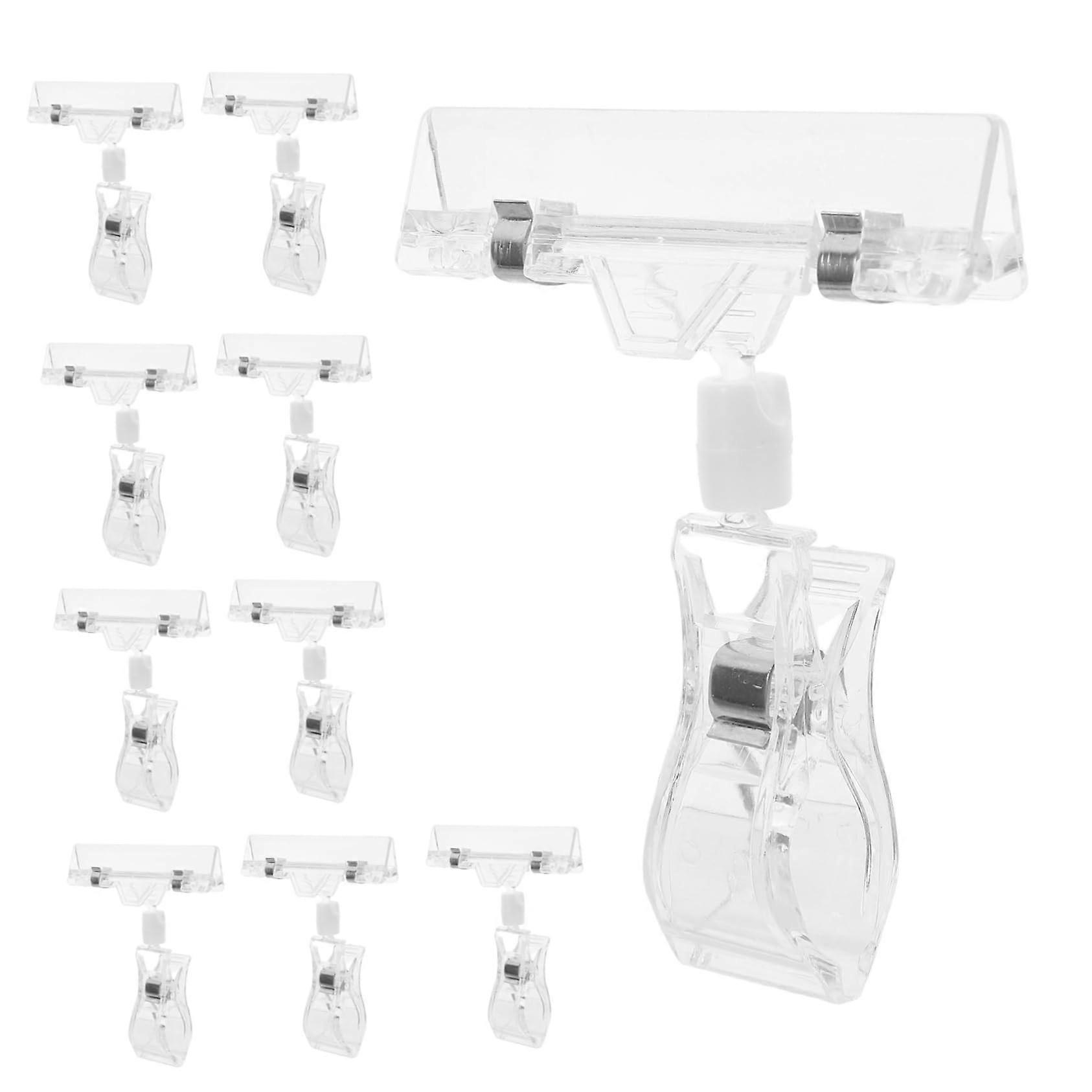 Plastic Note Clips and  Tag Holders Clear Reusable Clips for Labels Cards Retail Display 10Pcs