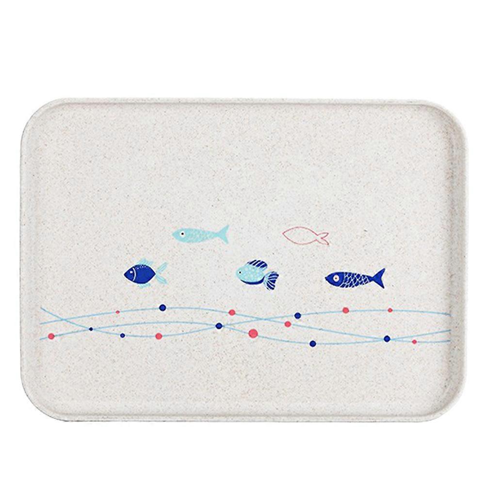Serving Platter For Coffee Table Rectangular Japanese Fruit Dessert Tray Beige Blue 1Pack