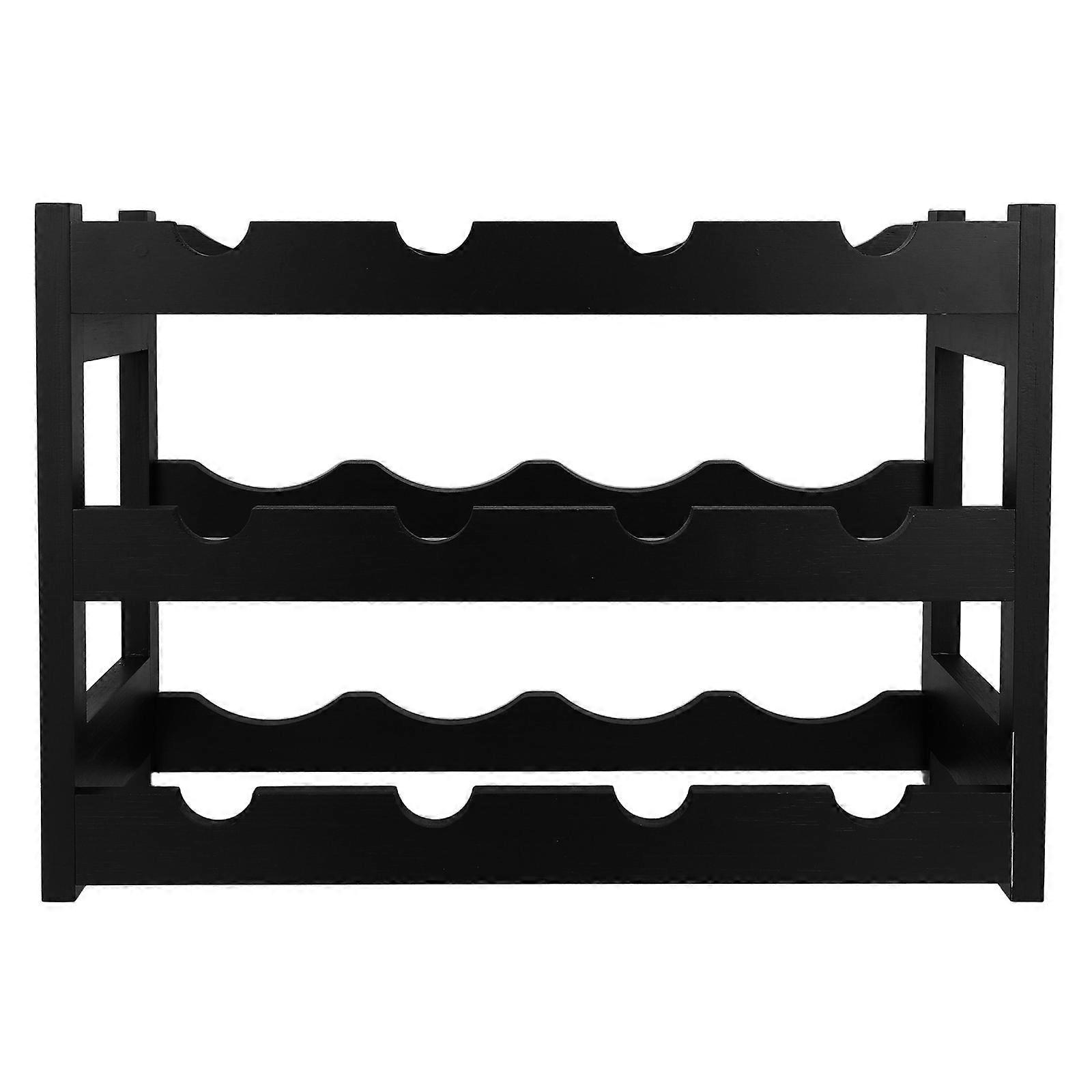 Black Bamboo Rack for Kitchen with 3-Tier Storage 12- Organizer