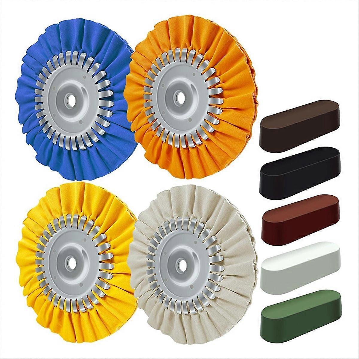 Roda de Polimento de Vias Aéreas de 8 polegadas, Kit de Polimento de Roda de Alumínio 9Pcs em Diâmetro Furo de Mandril de 5/8 Polegadas, Polis