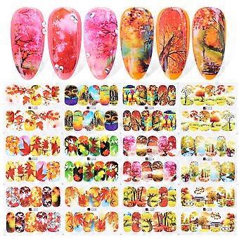 Ahornblatt-Nagelsticker zur Dekoration, 3er-Set, Herbst-Maniküre