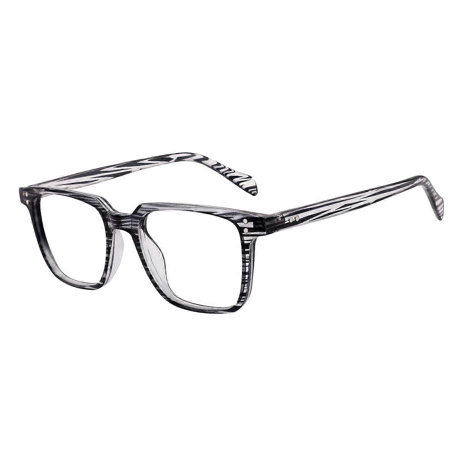 Blue Light Blocking Women's Reading Glasses 3.50 Oversized UV Filter Grey Stripe Spring Hinge