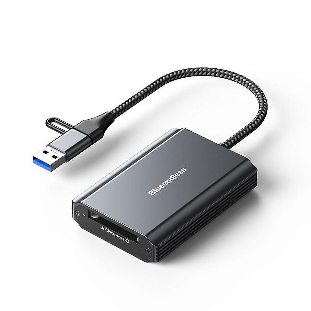 Blueendless CFexpress TypeB Memory Card Reader USB 3.2 10Gbps High-Speed Reading with USB C/A Cable for Phones PC Tablets