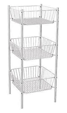 3 Tier White Wire Dump Bin Retail Display Rack for Easy Access and Space Saving Layout