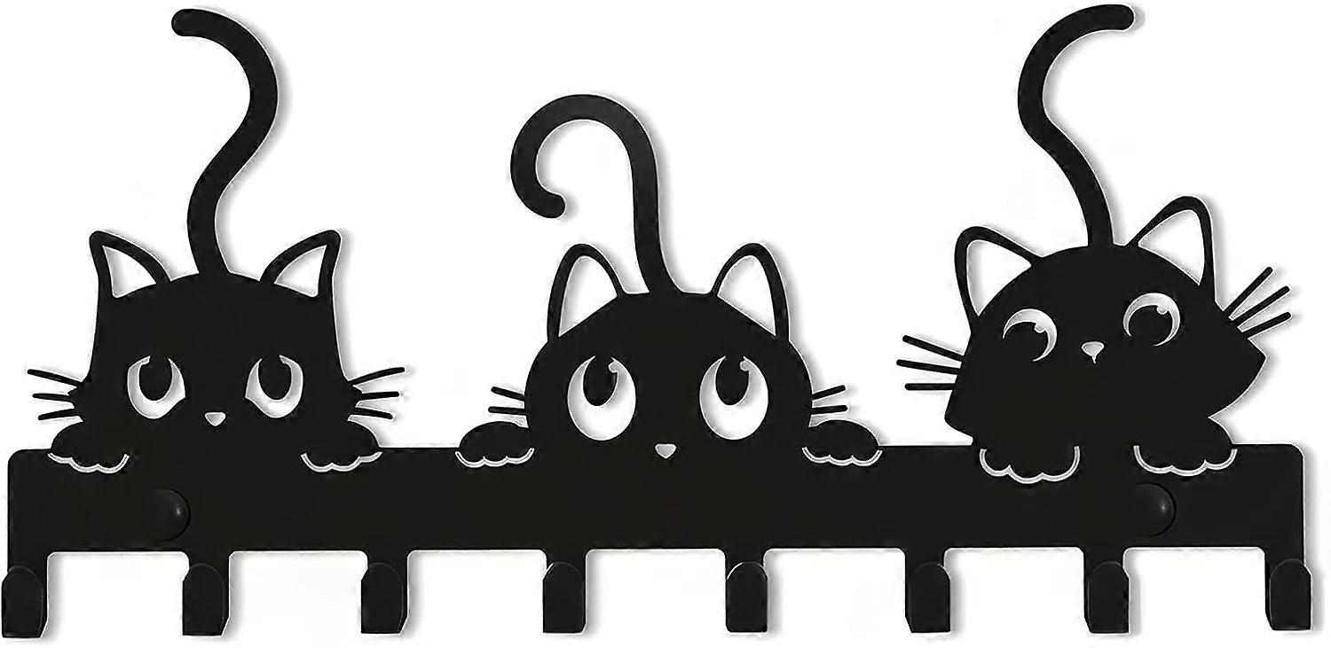 Metal wall-mounted key holder with 8 hooks
