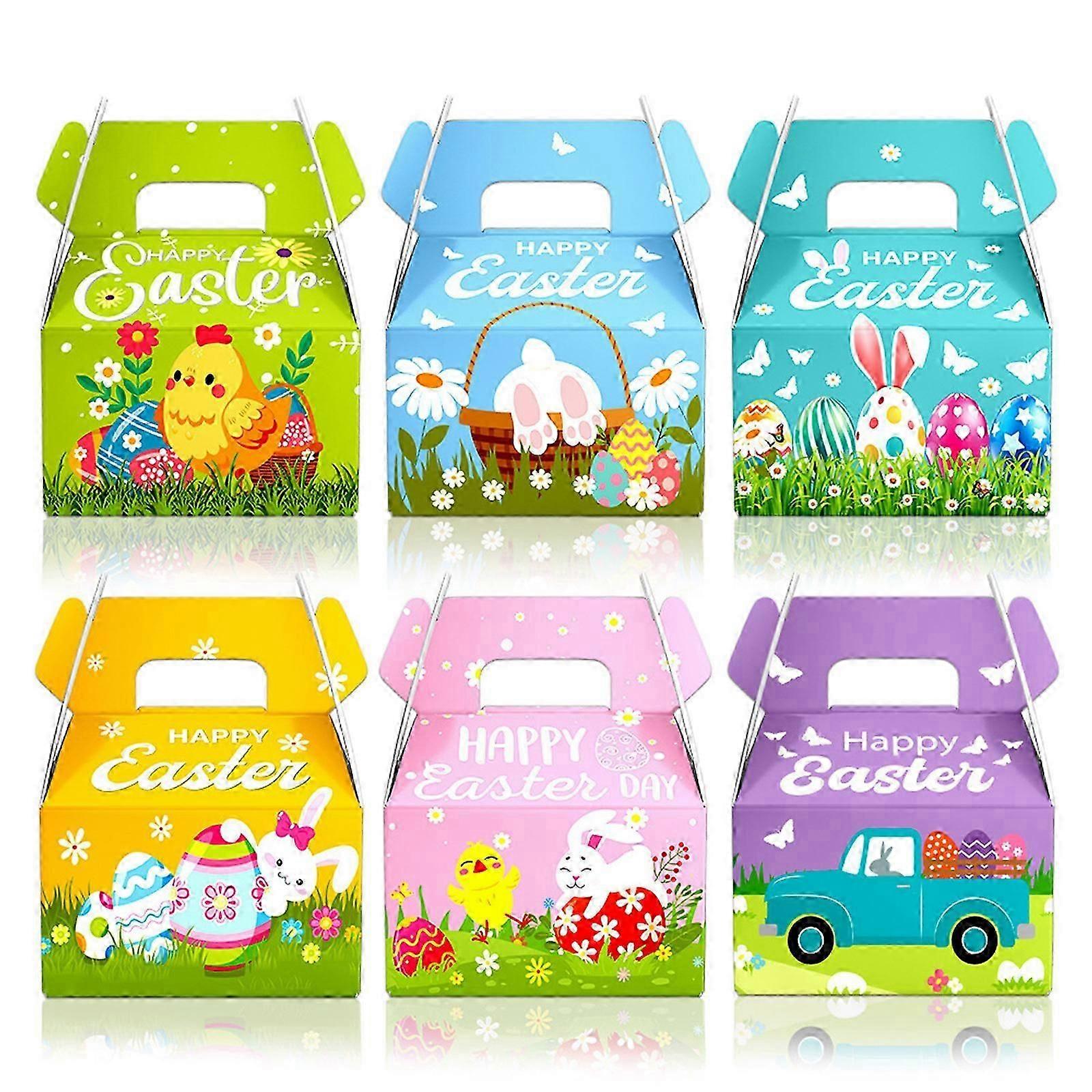 6PCS Colorful Easter Candy Boxes, Snack Gift Boxes for Treats