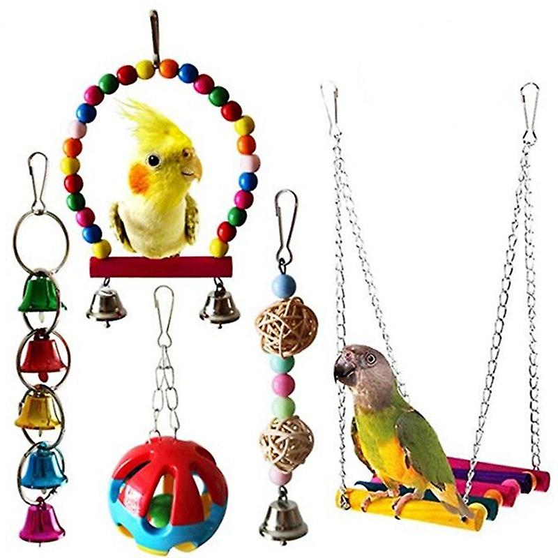 Safe Non-toxic Bird Toys Parrot Assembled Toys Bite Swing Bell String Vine Bal