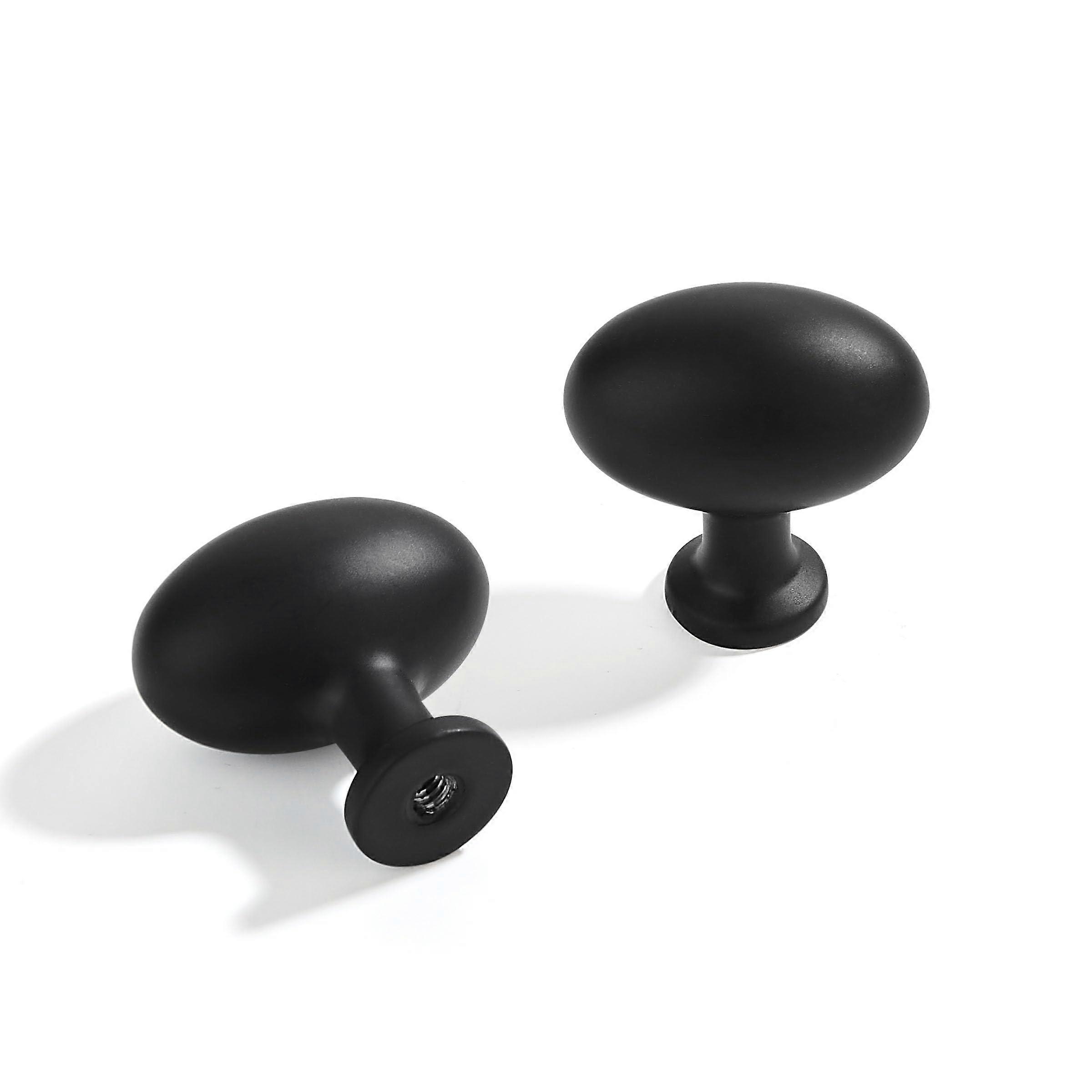 Matte Black Oval Cabinet Knobs 2 Pack Solid Zinc Drawer Knobs Ergonomic Grip for Dresser and Kitchen