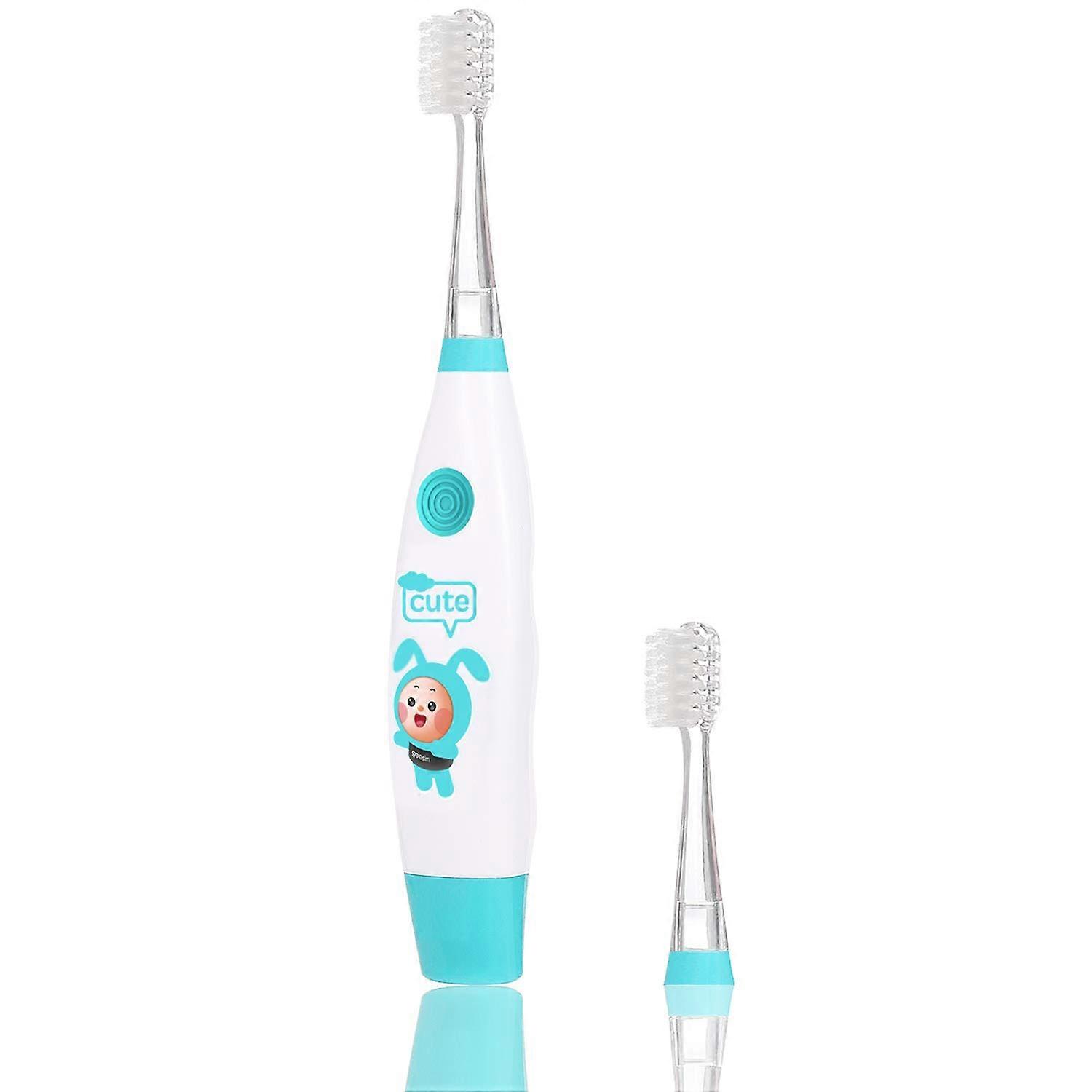 Kids Electric Toothbrush with LED Light, Smart Timer, Soft Bristles, Waterproof, Replaceable Head, Blue