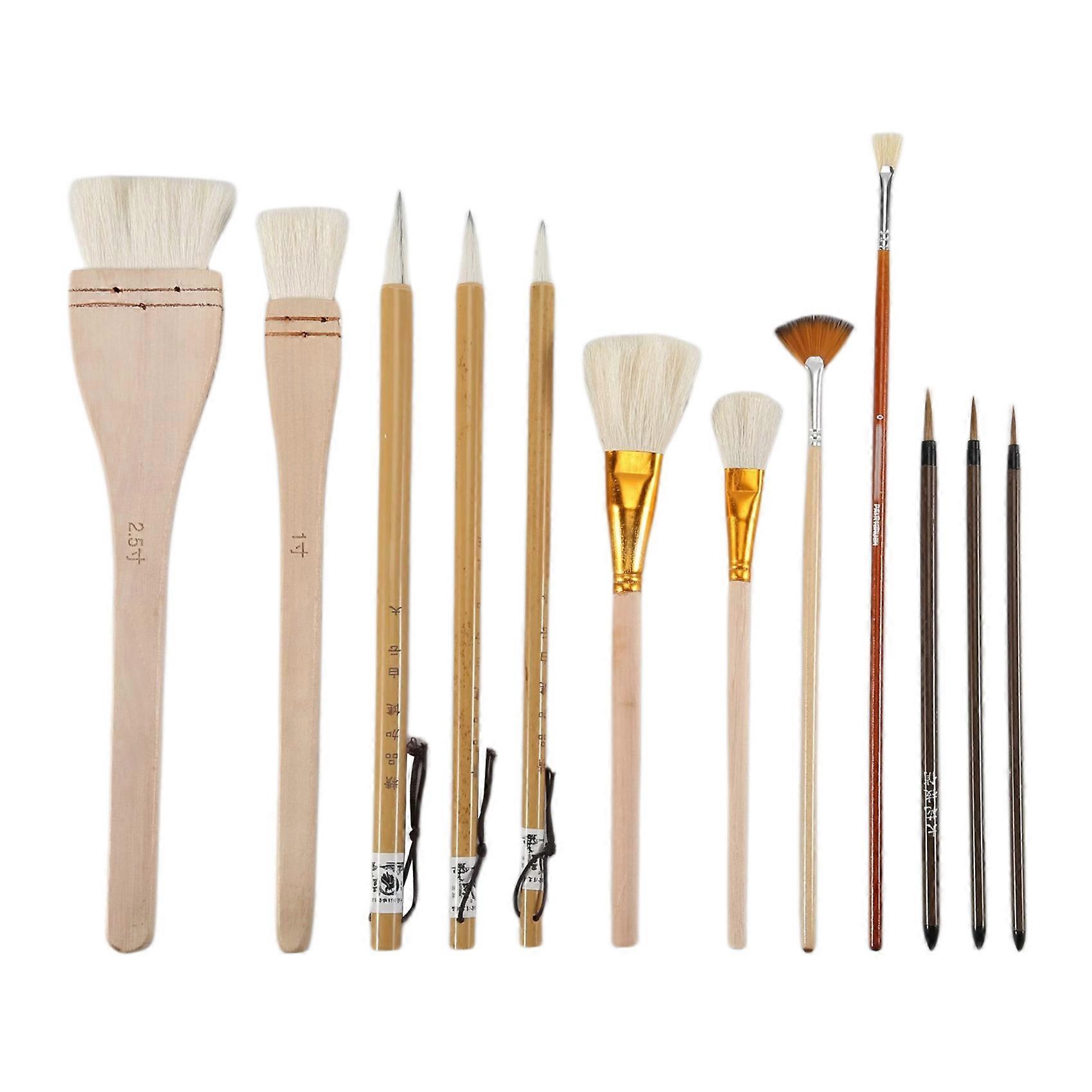 12Piece Pottery Glaze Brush Set Assorted Shapes for Pottery,