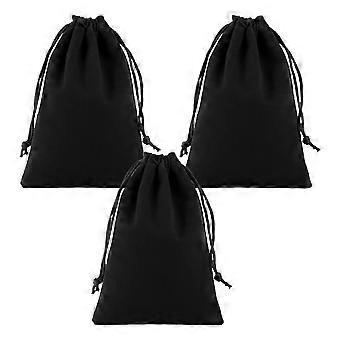 Electric Hair Dryer Pouch Flannel Drawstring Bag for Storage 3Pcs Black