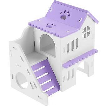 Meerschweinchen-Versteckhaus für Haustiere, 1 Set, doppelstöckiges Hamsterhaus, violett