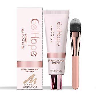 Super Coverage Foundation, Concealer Foundation, Hydrating & Lightweight Texture, Natural Finish Foundation with brush