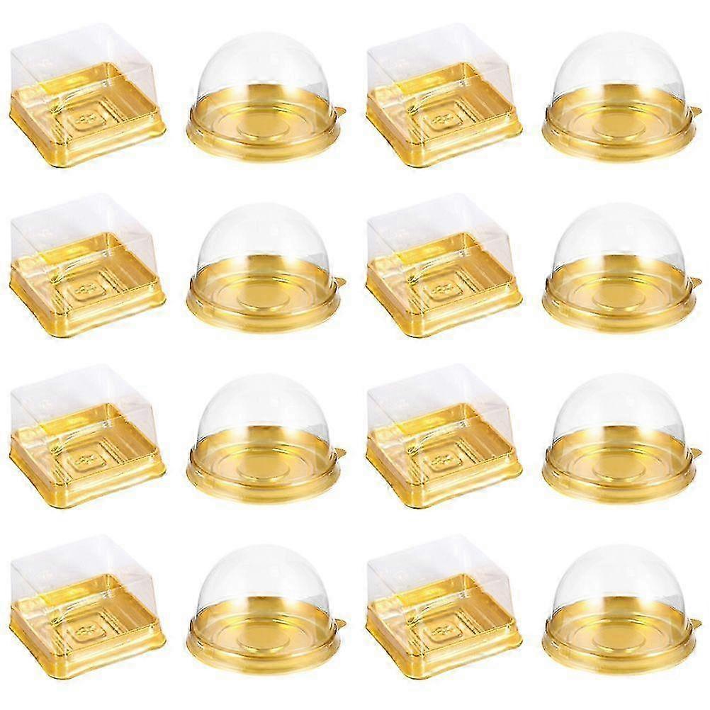 100 Pcs Convenient Moon Cake Boxes Round Cover Packaging Boxes (Golden)
