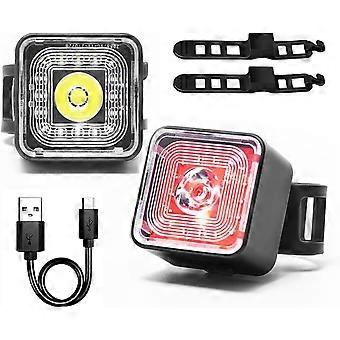 USB oppladbart sykkellyssett, Super sykkellys foran og bak, IP66 vanntett og støvtett, 5 lysmoduser