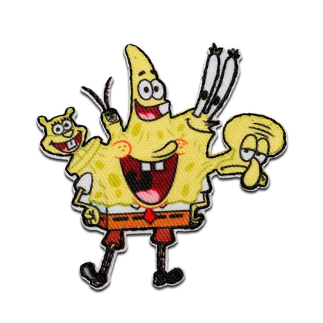 Spongebob Group - patch, strijkpatch, strijkpatch, afmeting: 6,7 x 6,8 cm