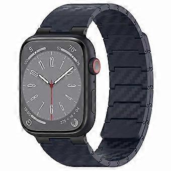 For Apple Watch SE 2023 44mm Carbon Fiber Magnetic Replacement Smart Band Blue