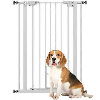 Extra Tall Pet Gate, Indoor Dog Safety Gate, with Cat Flap, Auto Close, 74-80cm Wide - White