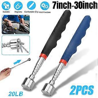 2Pcs Telescoping Magnetic Pickup Tool - Durable Stainless Steel, 20lb Capacity, Extends 7" to 30" for Easy Retrieval