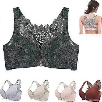 Plus Size Floral Secrets Comfort Bra for Women - Wire-Free, Seamless Lift with Front Closure Push Up Design