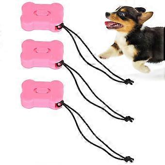 3Pcs Set Pet DogLoudness Three Volume Adjustable Trainer Whistle Clicker Marker Aid GuidePink
