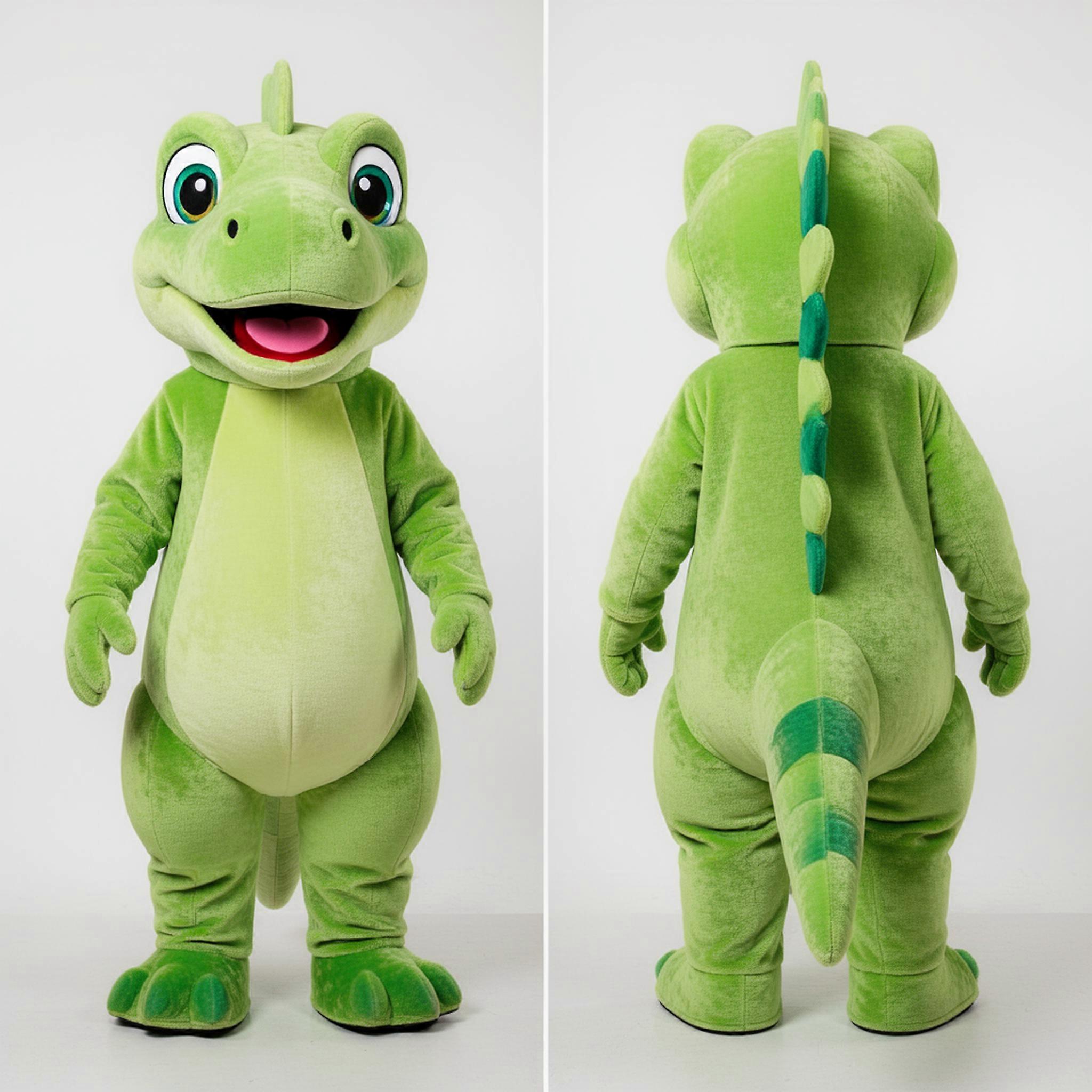 MASTICOT Lime Green Cartoon Iguanodon Mascot