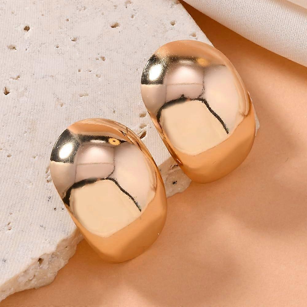 Iron Irregular Stud Earrings Golden Oval