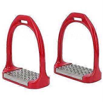 1 Paar rutschfeste Aluminium-Steigbügel für englische Pferdesättel, Reitsport (Rot)