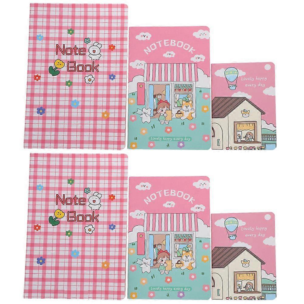 6Pcs Thread Notebook Paper Large Medium Small Set Students Study Memo Book School Stationery