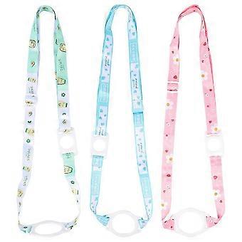3Pcs Cartoon Drink Bottle Straps Beverage Bottle Ropes Travel Portable Lanyard for Sports Water Bottle, Thermos, Cute Style, Black