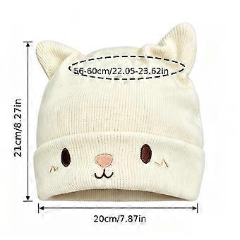 Stretchable Kitten Ear Beanie Hat, Face-Framing Winter Warm Hat, Machine Washable for Christmas Themed Parties